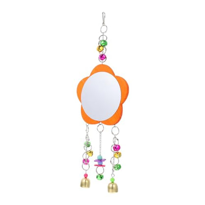 Hanging Chicken Mirror for Birds and Parrots Rooster Plaything with Acrylic Reflective Surface Stainless Steel and Wood Construction Fun Gnawing and Cage Decoration for Coop Garden