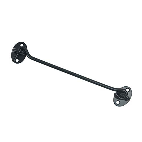 2PCS 8 Inch Stainless Steel Barn Door Hook and Eye Latch - Black, Long Privacy Cabin Swivel Window Hook, Heavy Duty Gate Latch Holder Easy Lock - for Sliding Door, Garage, Shed, Window - size: 8 Inch - Black