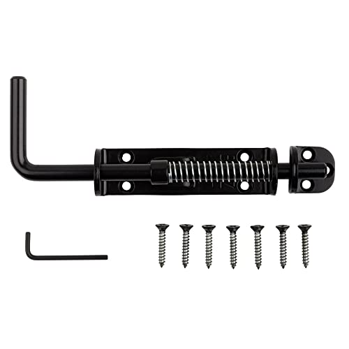 National Hardware N109-214 V1142 Spring Loaded Heavy Duty Sliding Door Bolt Latch - Black Steel Security Lock for Gates, Sheds and Stalls - Left or Right Hand Operation - color: Black