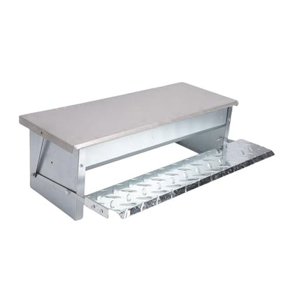 Rengue Automatic Treadle Poultry Feeder Treadle Chicken Feeder Auto Poultry Stainless Steel Rat Proof Rain Large Capacity for Chicken Duck Farming