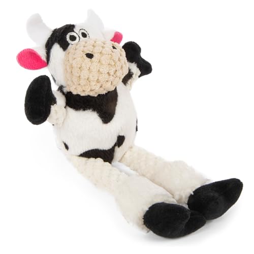 goDog Checkers Skinny Cow Squeaky Plush Dog Toy, Chew Guard Technology - White, Small - color: Checkers - Skinny Cow (White), size: Small