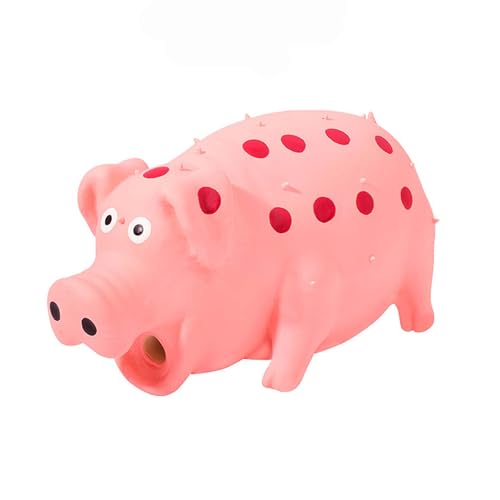 Dog Squeak Toy with Oinking Sounds, Pig Squeaky Dog Toy Latex Polka Dot Squeaky Pig Dogs Toys Rubber Chew Toys for Small, Medium and Large Dogs (Pink, L) - color: Pink, size: L