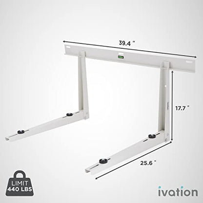 Ivation Split AC Mounting Bracket, Universal Heavy-Duty Outdoor Wall Mount System with Hardware & Level for Ductless Mini Split Air Conditioner Condenser & Heat Pump Units, 440 Lb. Max Capacity
