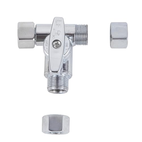 1pc Metal Brass Tube Fitting,Add-A-Tee 3-Way Compression Fitting 3/8-3/8-3/8 Tee Stop Valve 1Pack - size: 1 Pack 3/8" x 3/8" x 3/8" Tee Stop Valve