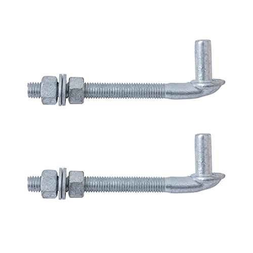 VIVIDA 6" J-Bolt Post Hinge, J Bolt Gate Hinge with 5/8" Male Pin, for Chain Link Fence Gate, Galvanized Steel, Nuts & Washers Included, 2 Pack - size: 6" (2 PCS)