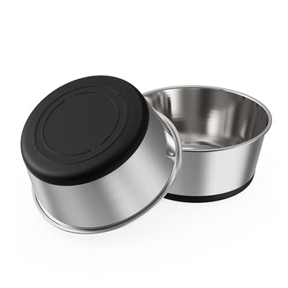 Food Grade 304 Stainless Steel Dog Bowls with Non-Slip Rubber Bottom,Food and Water Bowl for Feeding Dogs and Cats, Dishwasher Safe, Rust Resistant, BPA Free(Set of 2) (Black, 2 Cup) - color: Black, size: 2 Cup