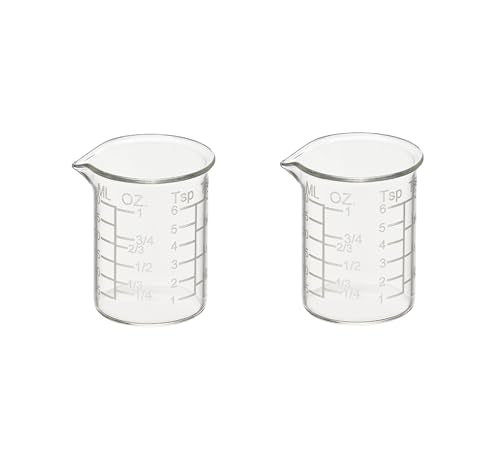 Ackers Etching Scale Measuring Glass V-Shaped Spout Made of High Borosilicate Glass Measuring for Kitchen or Restaurant, Easy to Read,30ML (1 Oz) 丨(2 Pack) - size: 30ML (1 OZ)