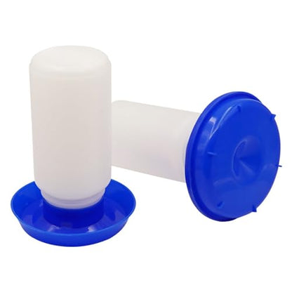 Chick Feeder and Waterer Set, Chick Starter Set 2 in 1, Chicken Waterer and Feeder, 1L Poultry Watering and Feeding Station, Quail Feeders and Waterers for Home Use - color: Blue
