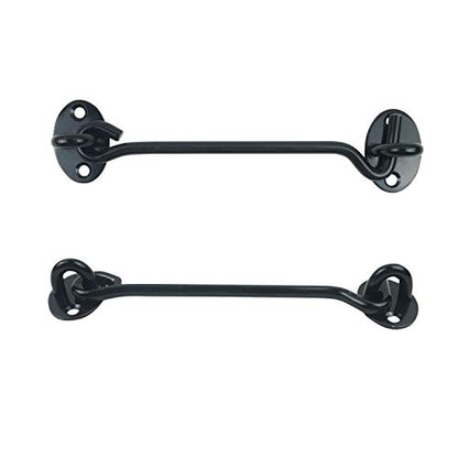 2PCS 6 Inch Stainless Steel Barn Door Hook and Eye Latch - Black, Long Privacy Cabin Swivel Window Hook, Heavy Duty Gate Latch Holder Easy Lock - for Sliding Door, Garage, Shed, Window - size: 6 Inch - Black