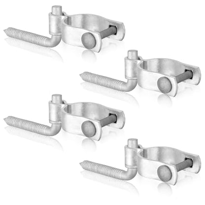 MorningRo 8 Pcs Farm Gate Hinge Set 5/8'' x 2'' Chain Link Fence Gate Post Hinge in Zinc Plated, 5/8" x 4-1/2" Wood Post Lag Screw