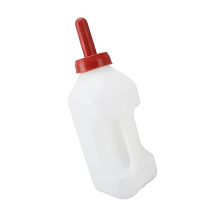 Rengue Calf Feeding Bottle, 2 Quart Thick Design Leakproof Nonslip Silicone Nipple, with Handle for Easy Feeding, Small (Horizontal Milk Pot)