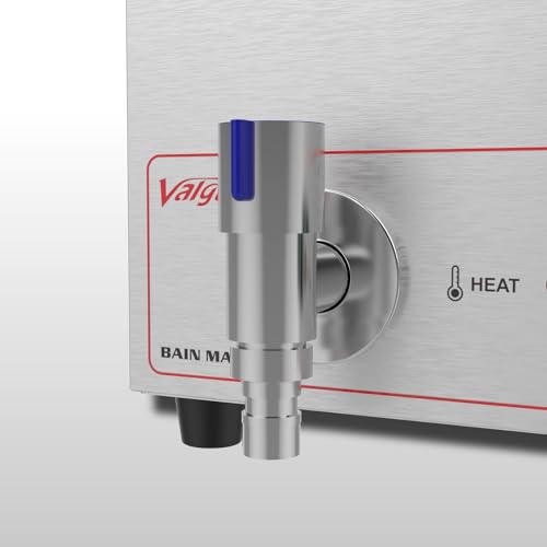 Valgus 3 Pan 17QT Commercial Bain Marie, Stainless Steel Food Warmer | 900W adjustable temp,auto boil dry shut-off,3 lids included,drain tap,easy clean,for restaurant catering buffet banquet - size: 3 Sections with Tap