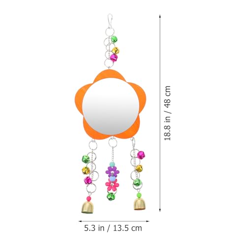 Luxshiny Hanging Chicken Mirror with Bells for Pet Birds and Hens Shatter-Resistant Rooster Mirror for Cage Enrichment and Interactive Play Safe Chewing Accessory for Parrots and Chickens