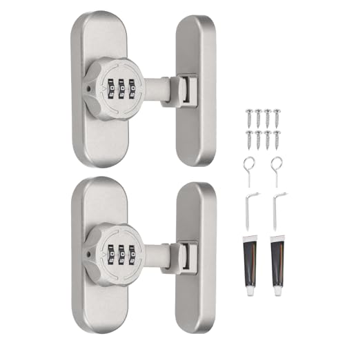 PATIKIL 2Pcs 90/180 Degree Barn Door Combination Lock with Password, 3 Digit Mechanical Password Lock for Sliding Door Gate Cabinets Closet, Silver Gray - color: Silver Gray