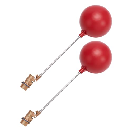 2 Pack 3/4 Inch Brass Float Valve for Water Tank, 6 Inch Float Ball with Adjustable Angle Rod Sink Trough Valve for Automatic Water Level Control