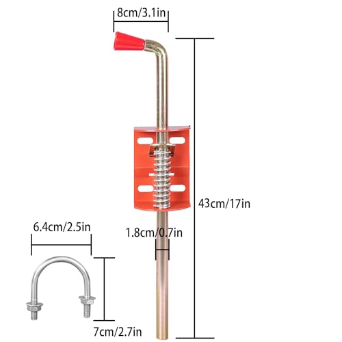 Farm Cattle Fence Gate Anchor Cane Bolt 17in Cane Bolt Drop Stop Rod Heavy Metal Lock Latch for Tube Gate