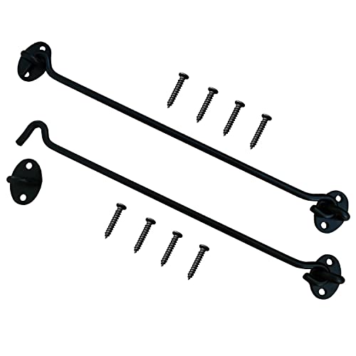 2 Pack 12’’ Safety Door Hook and Eye Latch,Stainless Steel Privacy Barn Door Latch for Cabin Garage Shed Gate Catch Silent Holder(12 Inch, Black) - size: 12 Inch-Black