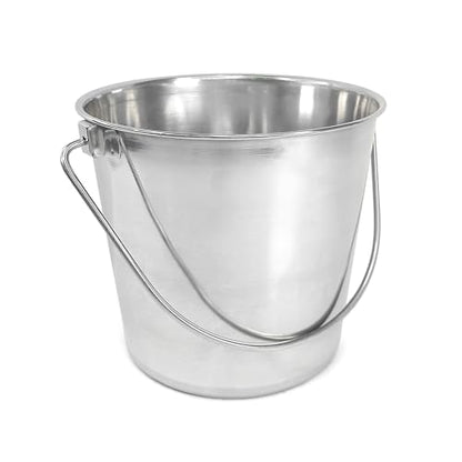 1.5 Gallon Heavy Duty Stainless Steel Bucket - Rust-Resistant Metal Bucket for Feeding & Watering Pets, Livestock & Cleaning - Perfect for Crates, Kennels, Cages & Hang on Fences - 6 Quart - size: 6 Quarts