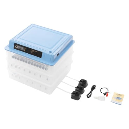 192 Eggs Incubator, Automatic Digital Poultry Hatcher with LED Display, 3-Tier Egg Turner for Chicken Duck Goose Eggs, Temperature & Humidity Control, Clear View Window