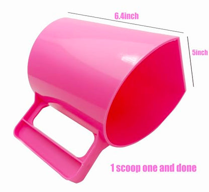 Feed Scoop - Grain Scoop for Horse,Heavy Duty Plastic Large Food Scoop for Large Dogs Livestock 1.8 Quart/7.2Cups Pink
