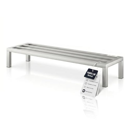 48" x 14" x 8" Aluminum Dunnage Rack – Heavy Duty Floor Storage Stand, NSF for Commercial Use - size: 48"W x 14"D x 8"H
