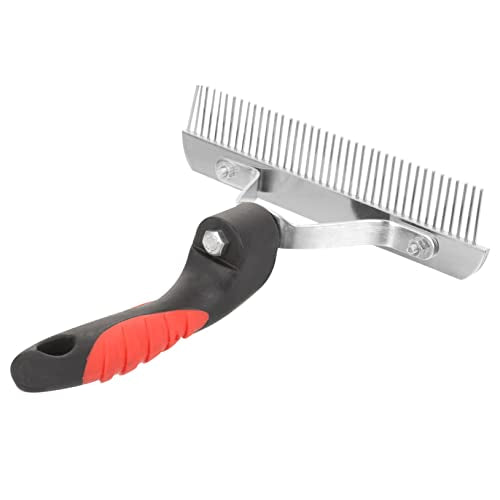 Horse Grooming Comb with Ergonomic Rubber Handle Metal Tooth Fur Rake for Livestock Cleaning Comfortable Massage Tool Non Slip Grip
