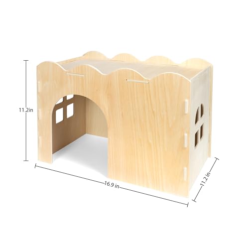 Bifeaw Rabbit Hideout, Natural Wooden Chew Proof Hideaway Hut for Small Pets (Rabbit) - size: Rabbit