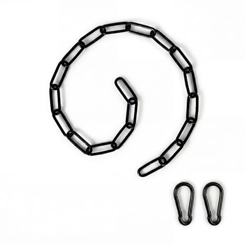 Black Gate Chain 20 Inch 3mm Metal Security Chain Lock with Metal Hooks for Outdoor Fence, Farm, Barn and Livestock (1-Pack) - size: 1-Pack