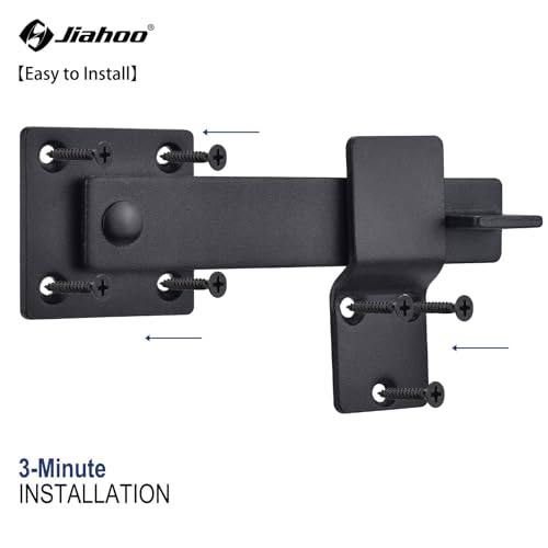 6" Barn Door Flip Latch Sliding Door Latch Gate Latch for Fence, Shed Door, Farm Gate, Solid Metal Heavy Duty Iron Hardware, add More Security and Privacy, Matte Black