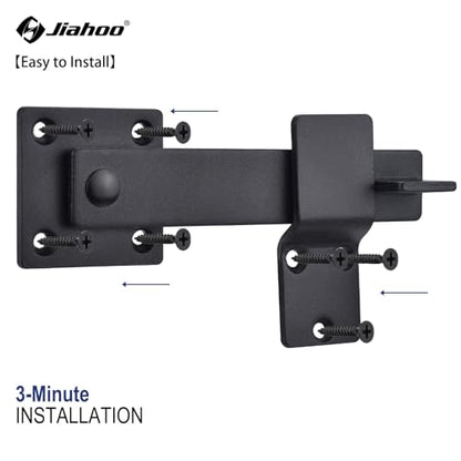 6" Barn Door Flip Latch Sliding Door Latch Gate Latch for Fence, Shed Door, Farm Gate, Solid Metal Heavy Duty Iron Hardware, add More Security and Privacy, Matte Black