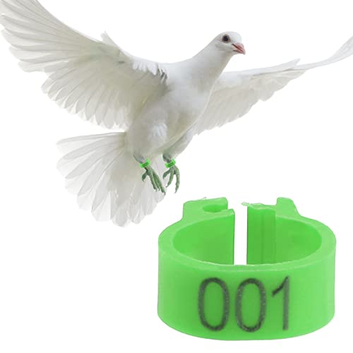 100Pcs 8MM 001 to 100 Numbered Plastic Letter Pigeon Bird Leg Bands Rings, Pigeon Identify Rings, Training Supplies Leg Number Bird Bands for Letter Pigeon (Green) - color: Green