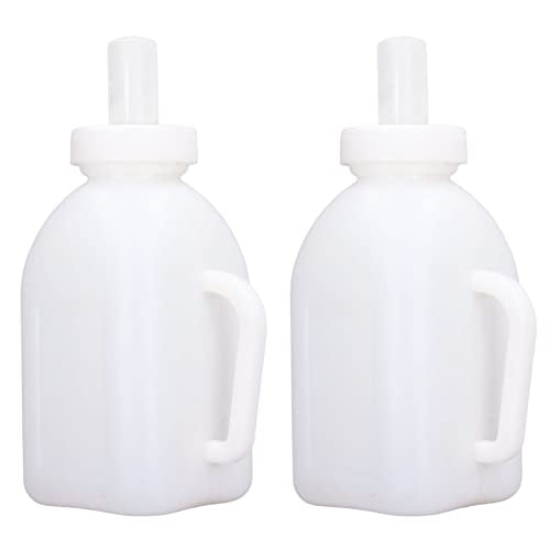 Calf Feeding Bottle 1L Capacity Thick Durable Easy Cleaning Calf Milk Feeder with Detachable Pacifier for Calves and Lambs Farm Use Plastic Silicone 2 Pack