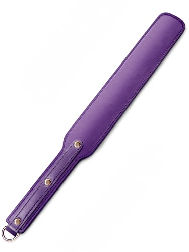 14 inch Faux Leather Paddle,Riding Crop for Horse Training, Stainless Steel Handle - color: Purple