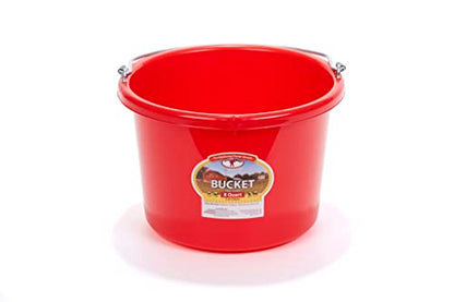 Plastic Animal Feed Bucket (Purple) - Little Giant - Round Plastic Feed Bucket with Metal Handle (8 Quarts / 2 Gallons) (Item No. P8RED6) - color: Red