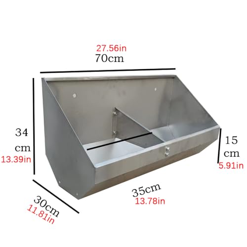 Portable Stainless Steel Livestock Feeder Trough, 2-Hole No-Spill Design, Large Capacity Hay & Grain Feeder for Swine, Chickens & Farm Animals,0.7meter/2hole - size: 0.7meter/2hole