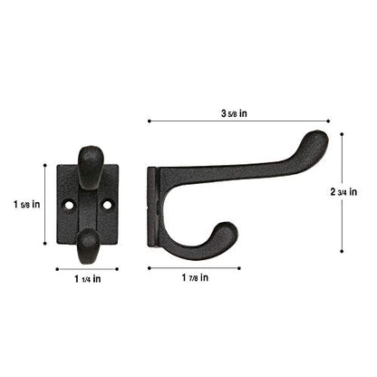 Cast Iron Coat Hooks - Wall Mounted Rustic Farmhouse Matte Black Cast Iron DIY Coat Towel Hat Scarf Bags Hook 5-Pack - style: Modern (Black)