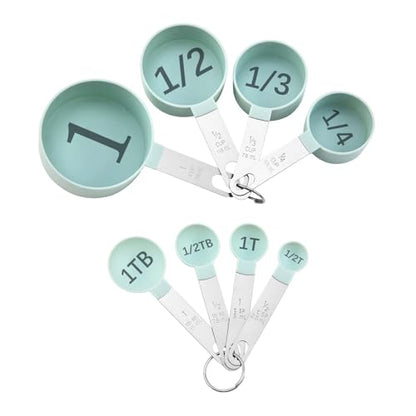 Easy to Read Measuring Cups & Spoons Set for Visually Impaired, Stackable,Large Print Measure Cups Set, Nesting Measure Cups with Stainless Steel Handle - color: Blue