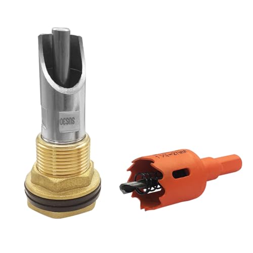 5 Sets Automatic Stainless Steel Pig Nipple Drinkers Kit with Brass Water Tank Connectors and Hole Openers for Pigs Swine Piglets