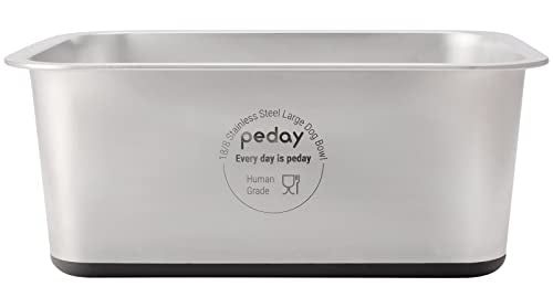 PEDAY 2.64 Gallon Extra Large Dog Water Bowl, 18/8 Human Grade Stainless Steel - Silver Nonslip - color: Silver, Nonsilp, size: 2.64 gallon