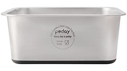 PEDAY 2.64 Gallon Extra Large Dog Water Bowl, 18/8 Human Grade Stainless Steel - Silver Nonslip - color: Silver, Nonsilp, size: 2.64 gallon