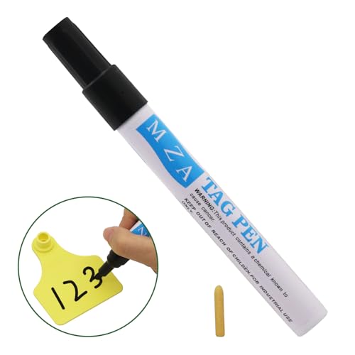 Cattle Blank Ear Tag Marking Pen Marker Black Ink Cattle Marking Pen Ear Tag Marker Pen for Cow Sheep Horse Donkey Long Lasting Legibility (M -Black)