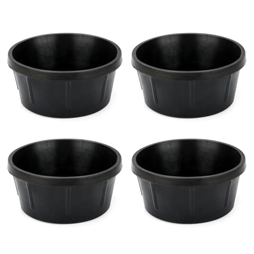 4Pcs Rubber Feeder Pan,2 Quart Feed Bucket Utility Feed Bucket,Small Animal Food Trough for Chickens Rabbits Ducks Cats and Dogs Durable Outdoor Livestock Water Bowl Black - color: Black-2Quart, size: 4PCS