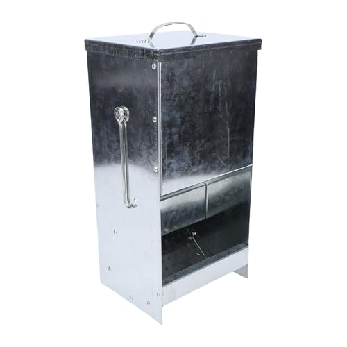 Focket Rabbit Feeder, Large Capacity Rain Proof Galvanized Metal Feeder, Outdoor Poultry with Rain Cover for Yard Garden