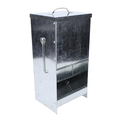 Focket Rabbit Feeder, Large Capacity Rain Proof Galvanized Metal Feeder, Outdoor Poultry with Rain Cover for Yard Garden