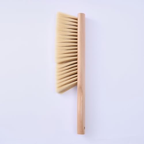 Foxtail (Fox Tail) Bench Brush for Construction Cleanup and Tile Finishing - Heavy-Duty Wooden Handle, Wide Sweep, Hang Loop, 14-Inch, Also for Woodworking and Retail Counters