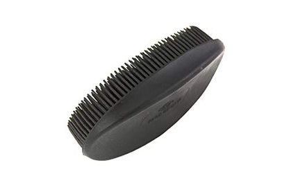 Grewal Equestrian Oval Face Grooming & Bathing Curry Brush for Horses, Dogs, Cats, & Other Pets - Very Soft Bristles (Black) - color: Black
