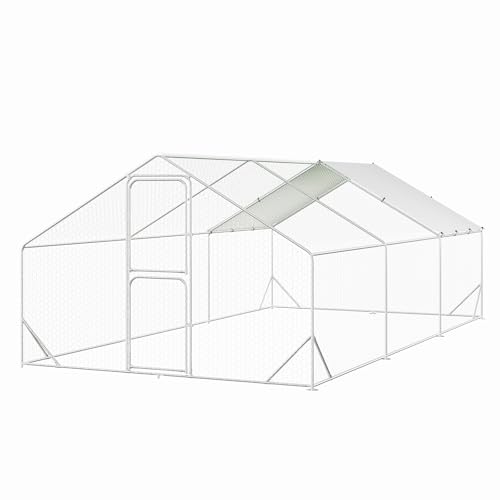 Chicken Runs for Yard with Cover, Large Metal Chicken Coop, 9.8x19.7x6.6FT Chicken Pen with Waterproof and Anti-UV Cover, Walk-in Poultry Cage for Yard Outdoor Duck Rabbit Cage - color: 9.8' W x 19.7' L x 6.6' H, size: 9.8' W x 19.7' L x 6.6' H
