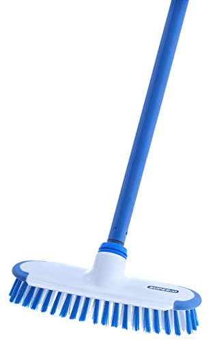 Superio Deck Scrub Brush with Long Handle 48 Inches, Heavy Duty Stiff Bristles Grout Scrubber with Scraper - Cleans Hot Tub, Swimming Pool, Granite Tiles, Bathroom, Patio, Kitchen, Wall and Deck - size: 48 in Handle | 9 in x 3 in Head