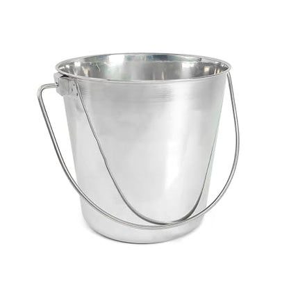 1 Gallon Heavy Duty Stainless Steel Bucket - Rust-Resistant Metal Bucket for Feeding & Watering Pets, Livestock & Cleaning - Perfect for Crates, Kennels, Cages & Hang on Fences - 4 Quart - size: 4 Quarts