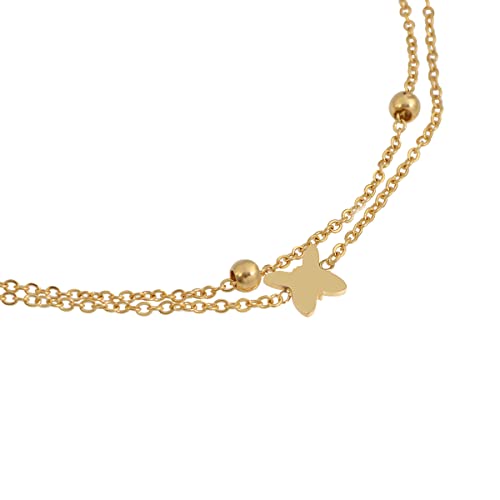 Charms Anklet Foot Bracelet for Women - color: Gold Butterfly with Chain